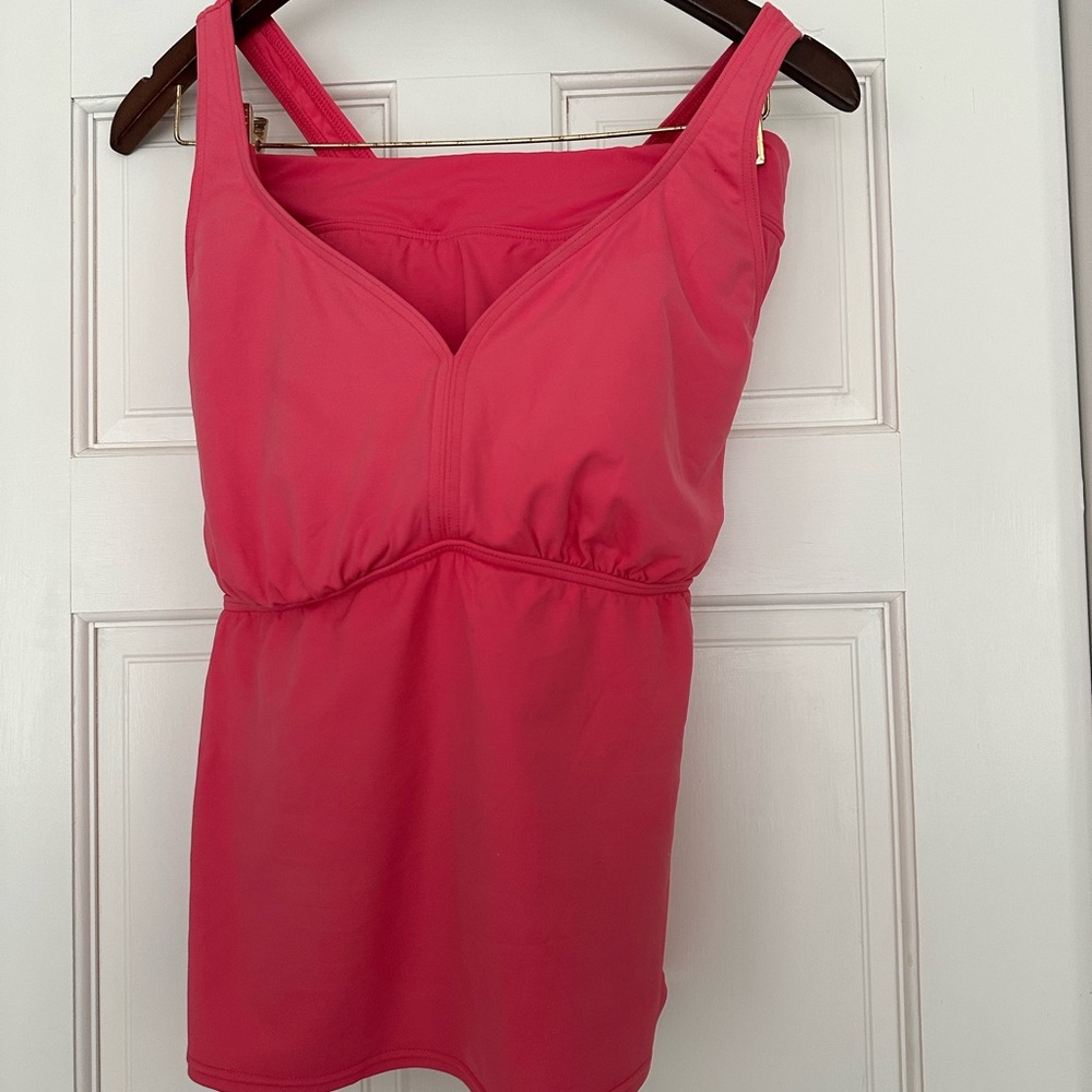 Lands End Pink v-neck Two-Piece Swimsuit Size 14